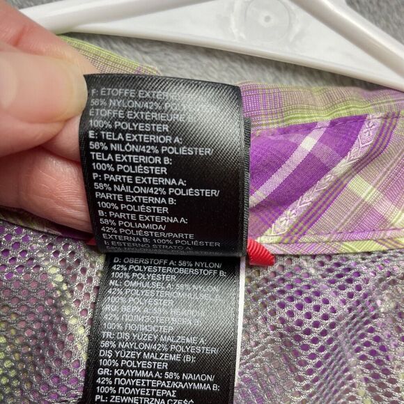 The North Face Boulder Penelope Shirt Top Womens L Purple Green Plaid Vented - Picture 6 of 14